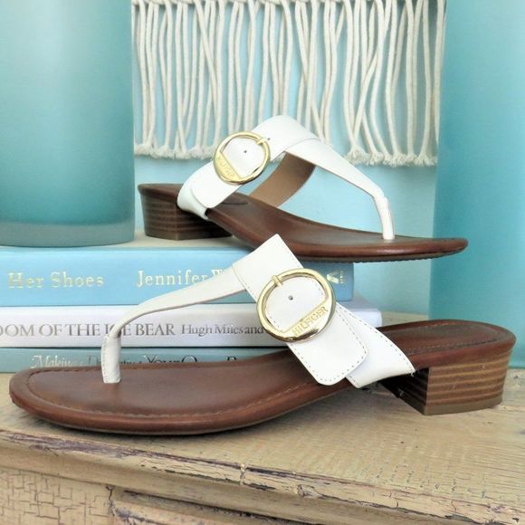 Cream White Sandals Off White Tommy Hilfiger Summer Shoes...425 - Picture 1 of 9